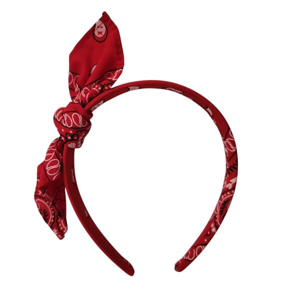 Red Paisley Handkerchief Girls Headband - Picture 1 of 2